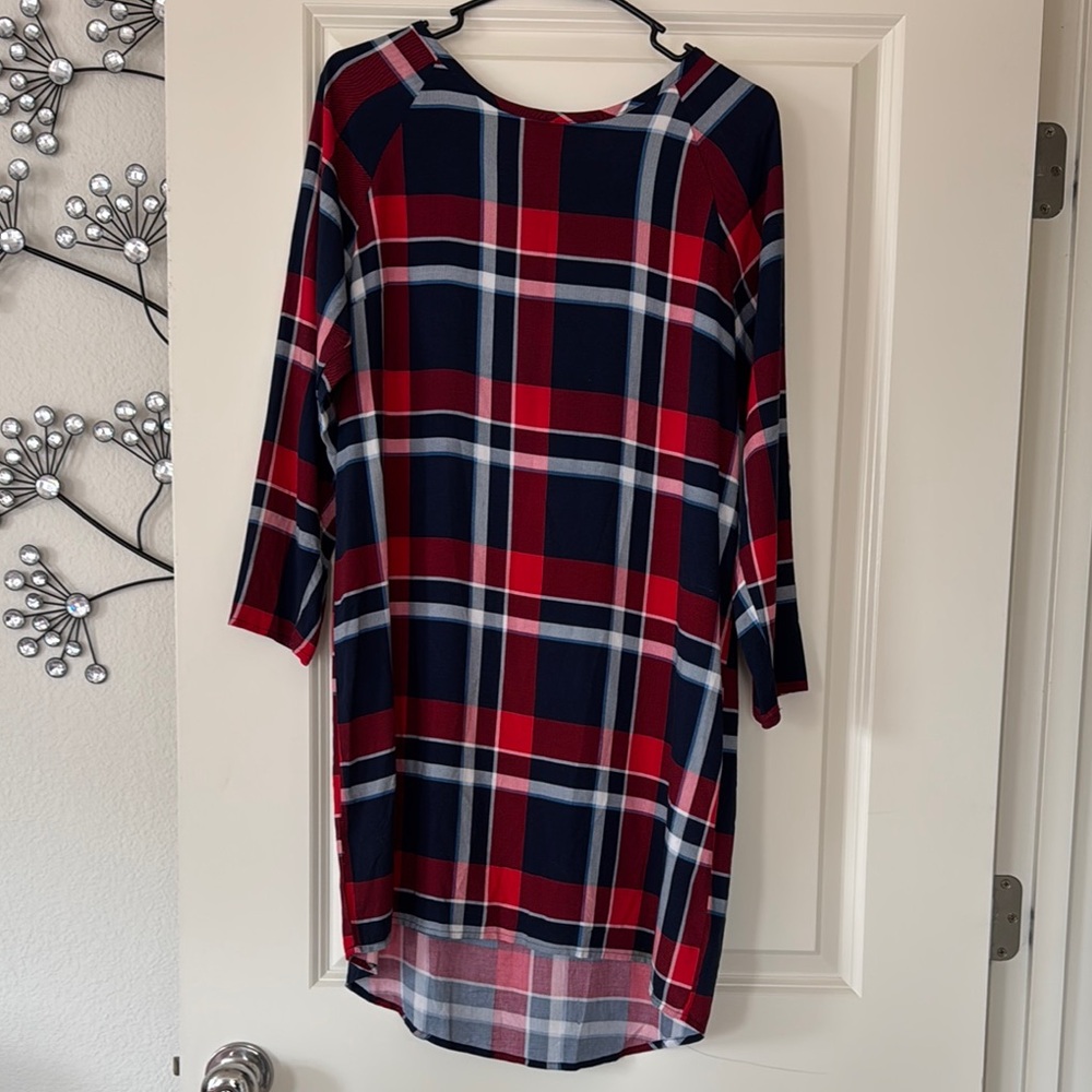 Native Youth Red and Blue‎ Plaid Size Medium Dress